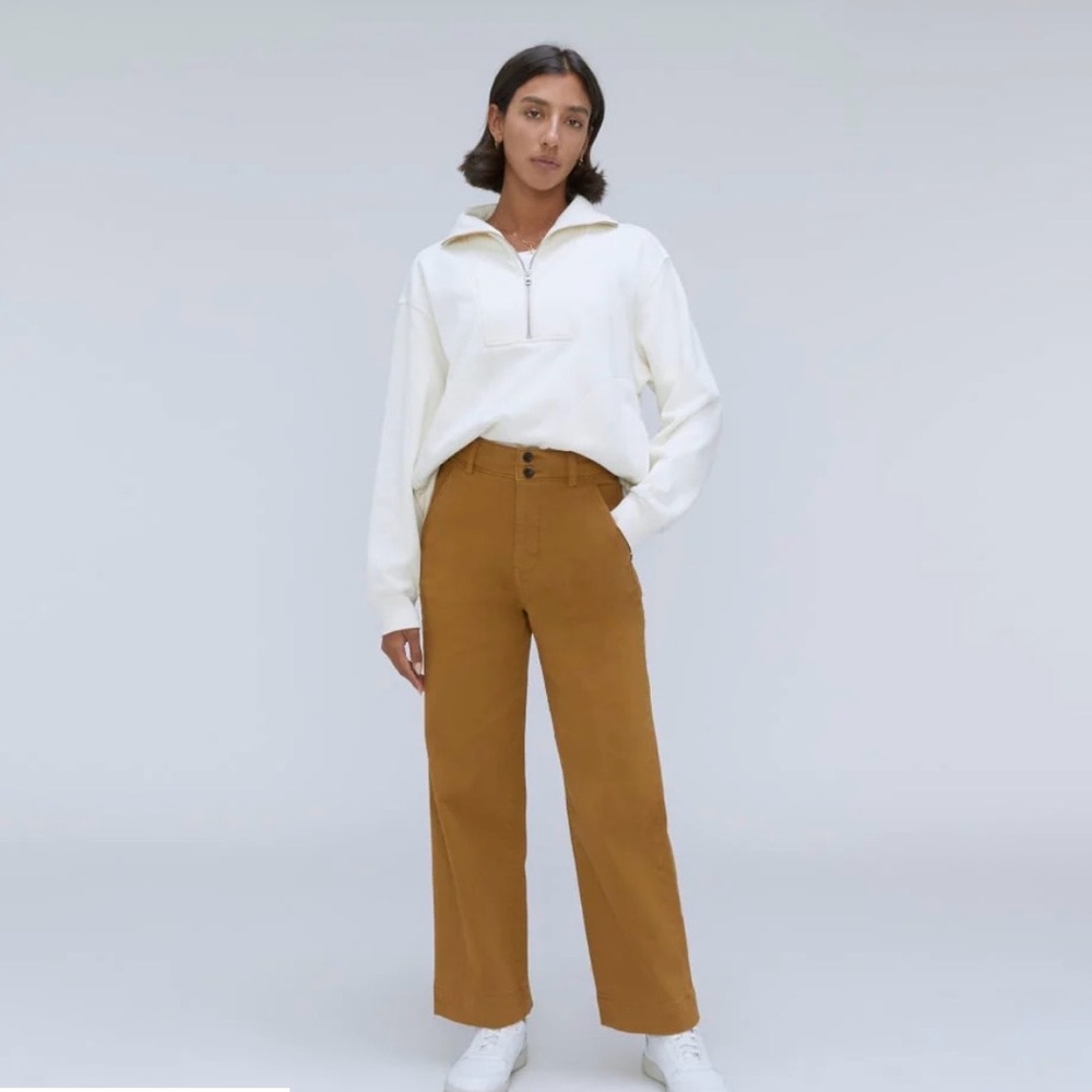 Everlane the organic cotton wide leg pants tan size 8